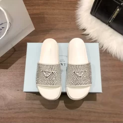 Classical High Quality Real Leather Diamonds Slippers LX-672008