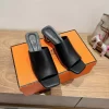 New High Quality Real Leather High Heels Slippers LX-672067