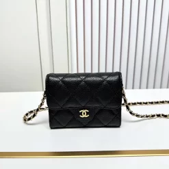 12 Colors leather 11.5x10.5cm Wallet with Chains Strap BB-80323