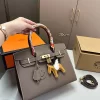 5 Colors Big30x20cm Small25x20cm Leather Woman's Handbag with Bag Charm XQBB-26546