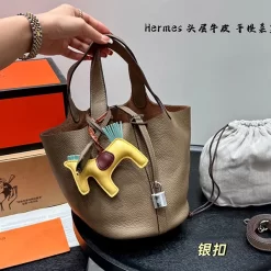 12Colors Leather 18x20cm Lock Bucket Bag with charm BB-195387