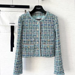 Peacock blue High Quality woven short jacket WT-61301