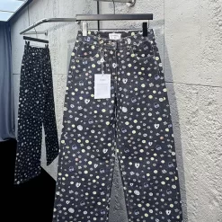 3D printed color patterned straight leg jeans WKZ-63610