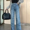 Printed Straight Leg High Waist Jeans WKZ-63607