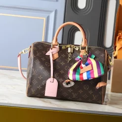 2Colors 30x21x17cm Ostrich Leather Handbag with straps and charms BB-150444