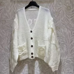 2Color Hollow-out knitted cardigan MY-63219