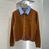 2Color knitted cardigan with Shirt Collar Detail MY-63220