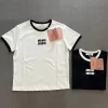 2Color Small letter patch embroidered short-sleeved T-shirt TX-61713