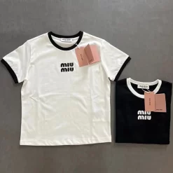 2Color Small letter patch embroidered short-sleeved T-shirt TX-61713