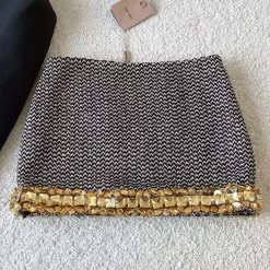 Golden sequin woolen short skirt QZ-63107