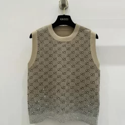 Colorful rhinestone vintage series knitted vest BX-63411