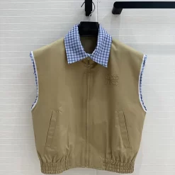 Blue plaid collar curry vest jacket WT-81323