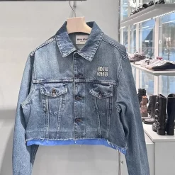 New embroidered lapel denim jacket WT-81332