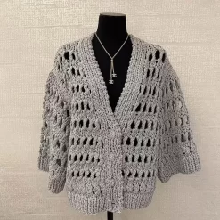 Openwork Galaxy Gray Knit Cardigan MY-63234