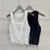 Diamond-encrusted feather knit undershirt TX-61731