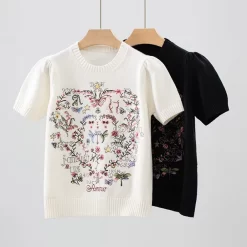 Embroidery Round Neck Short Sleeve TX-61733