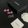 3Colors Gemstone Stud Hearts Earrings ED-518365