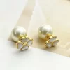 2Sizes Flowers Pearls Earrings ED-518385