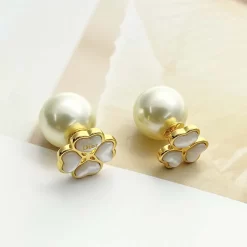 2Sizes Flowers Pearls Earrings ED-518385