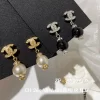 2Colors Stone-set Earrings with Pearls ED-518302