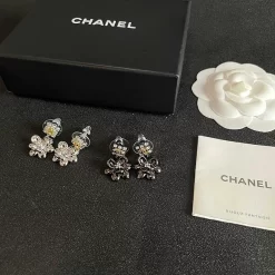 2Colors Rhinestones Earrings with pearls ED-518323