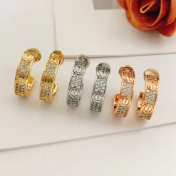 3Colors Stone-set Circular Earrings ED-518240