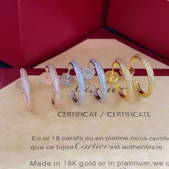 3Colors Stone-set Hoop Earrings ED-518220