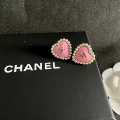 Pearls Pink Hearts Earrings ED-518363
