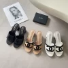 3Colors Genuine Leather open toe chunky heels Slippers LX-6613812