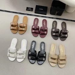 6Colors Genuine Leather open toe Flats Slippers LX-6614816