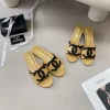 2Colors Cutout open toe Slippers(Kitten Heel and Flat Heel) LX-6613836