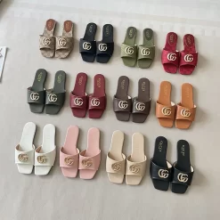 10Colors Genuine Leather Flat Slippers LX-6613346