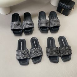 2Colors open toe Slippers(5cm/7cm Wedges and Flat) LX-6615337