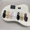 7Colors Genuine Leather open toe chunky heels Slippers LX-6614815