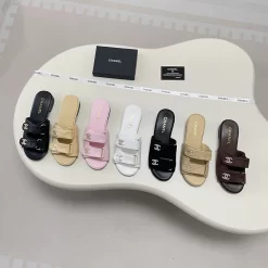 7Colors Genuine Leather open toe chunky heels Slippers LX-6614815