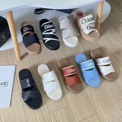 9Colors Genuine Leather Platform(1.2In/2In Platform ) Open Toe Slippers LX-6613341
