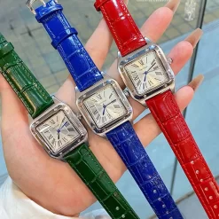 4Colors Frosted Finish Roman Numeral Dial Genuine Leather Straps Watch WB-661206