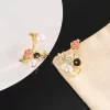 Stone-set Colorfuls Flowers Earrings with Pearls ED-518534